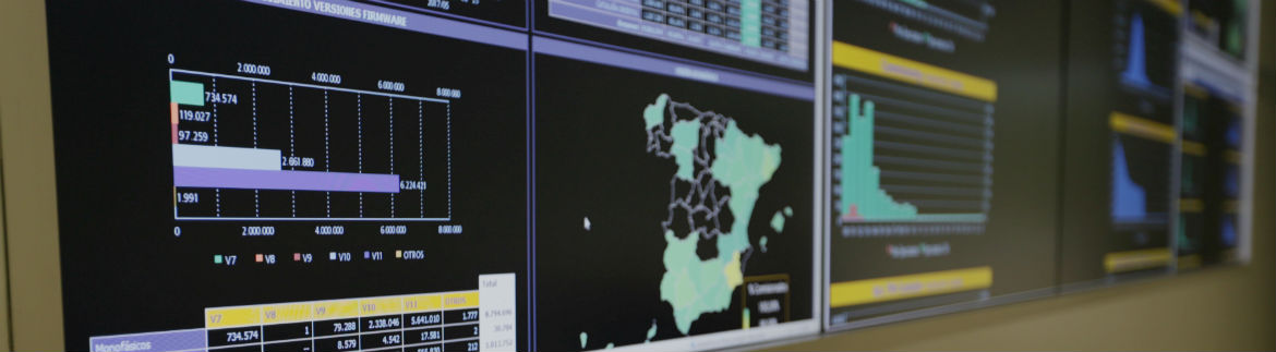 Screen panel of the Remote Management Operations Centre in Seville