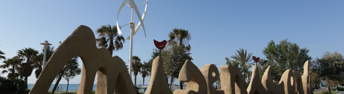 Malaga promenade where you can see the street lights included in the project of its smartcity