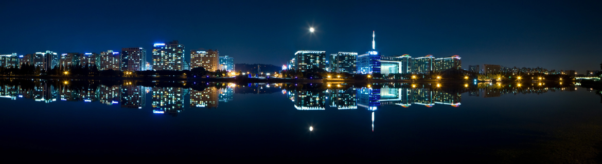 View of the skyline of a technologically developed and energy efficient city